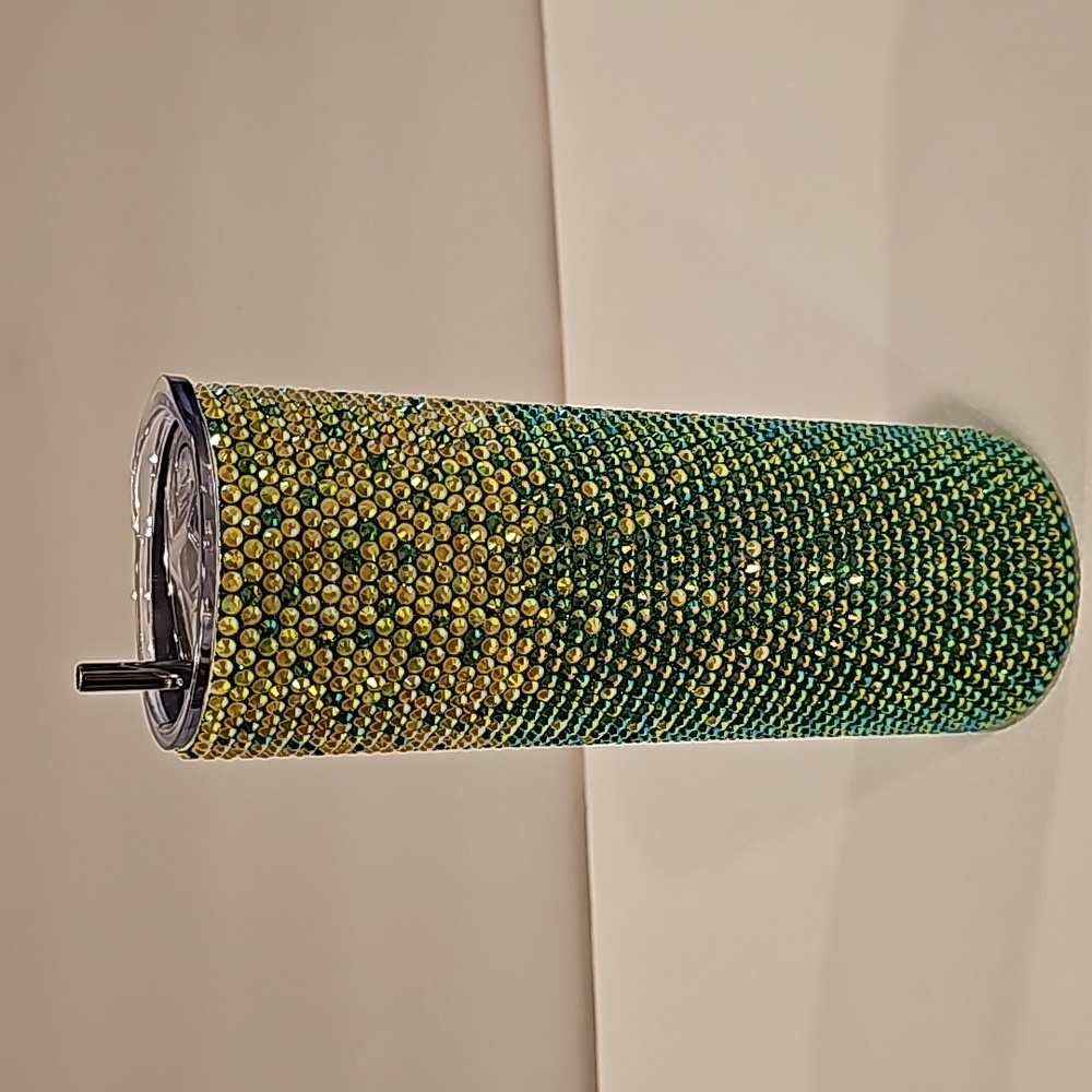 Tumbler Green and Yellow Rhinestone NEW